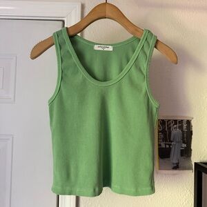 PERFECTWHITETEE green cotton garment indigo dyed rib ribbed knit chunky tank top